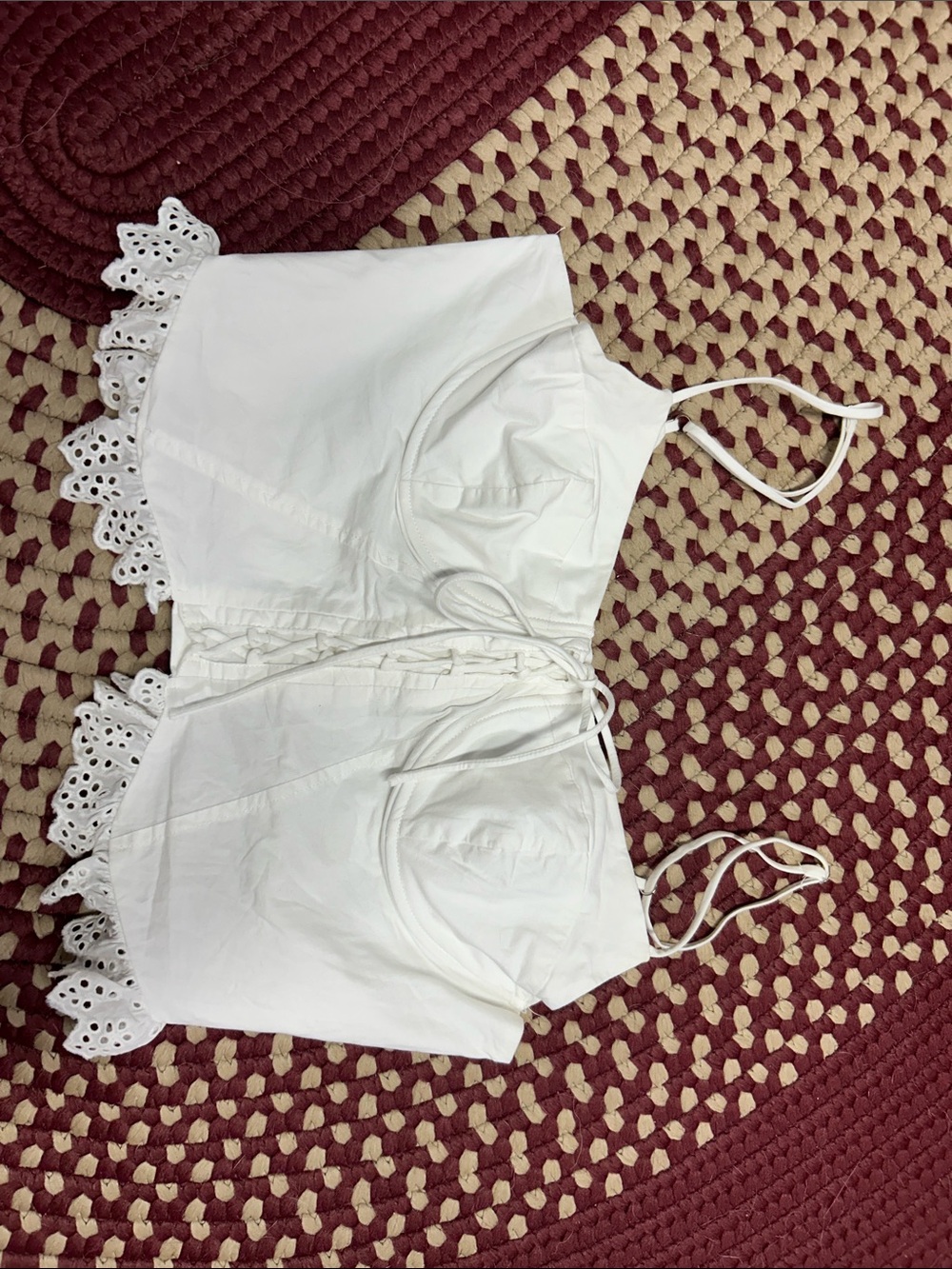 Cotton Candy White Eyelet Lace Cropped Bustier Tank